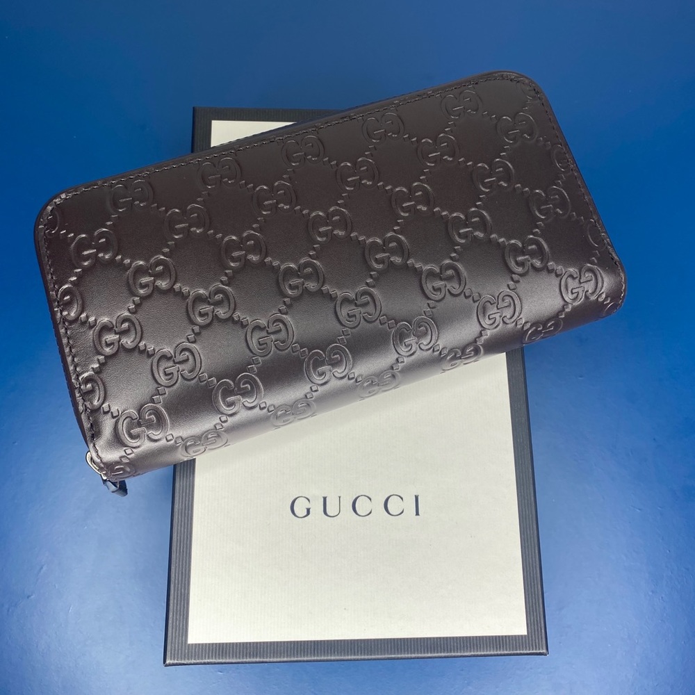 GUCCI Signature Ace GG Logo Calfskin Leather Zip Clutch Wallet Purse brand NEW - Picture 9 of 15